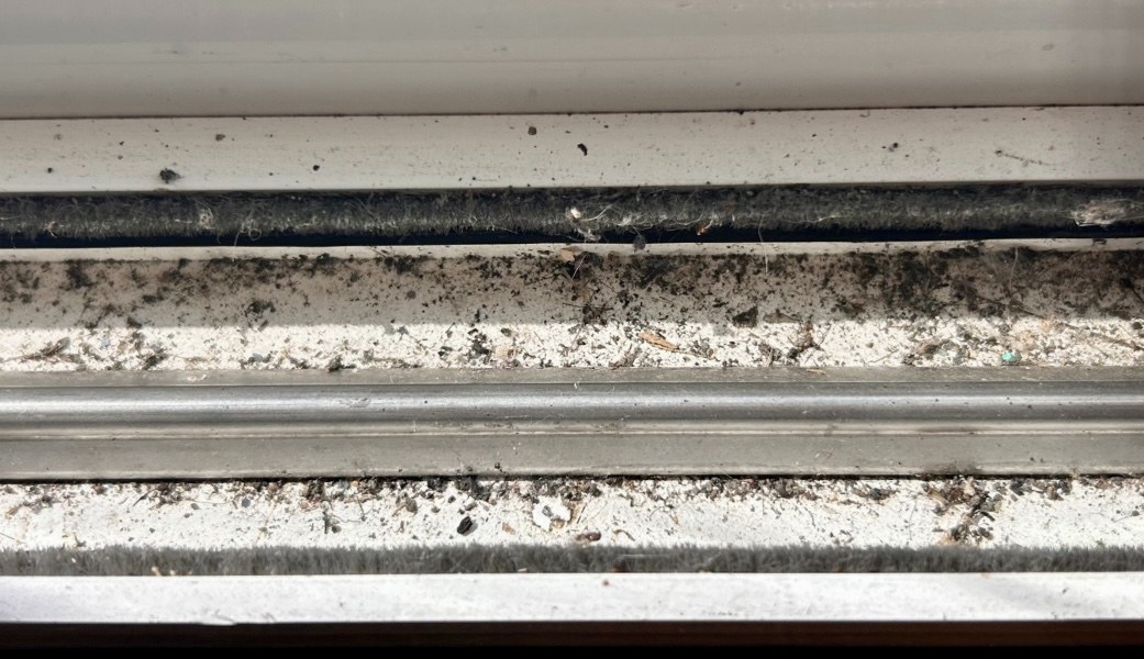 Window tracks before cleaning